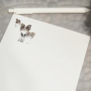 Vintage PAPILLON DOG STATIONARY Notepad Memo PAD